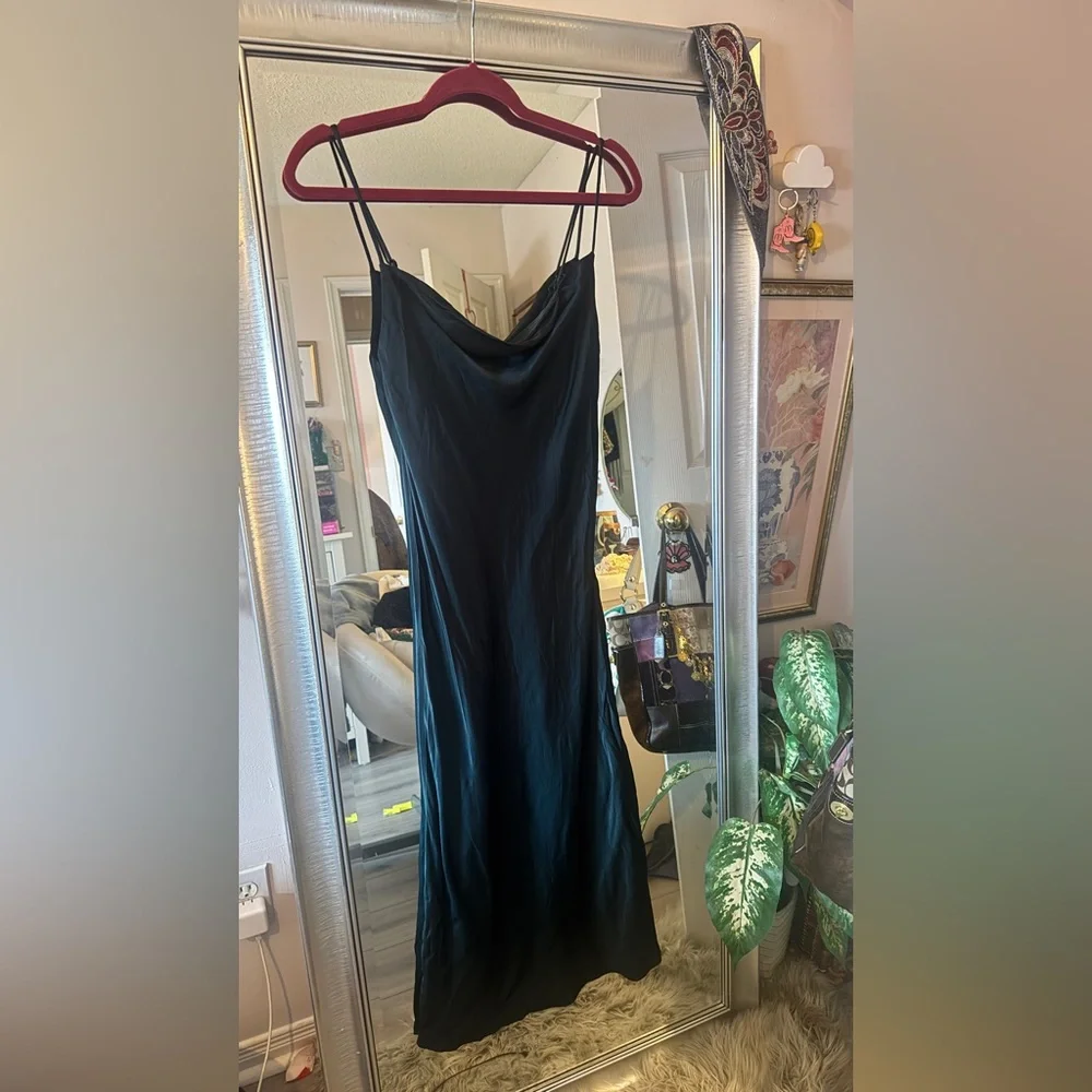 Zara Slip Cowl Neck Emerald Green Maxi Dress - Picture 2 of 5